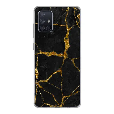 Produktbild von MuchoWow® Handyhülle Schutzhülle Hülle für Samsung Galaxy A51 5G Marmor - Gold - Schwarz - Marmoroptik - Glitter Silikon Softcase Handy Hülle - Abbildung