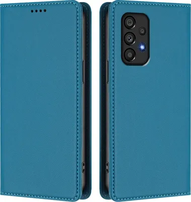 Obrázek produktu pro Kožené pouzdro pro Samsung Galaxy A53 5G, magnetické flipové pouzdro zPolyuretankůže se stojánkem Jezerní modrá