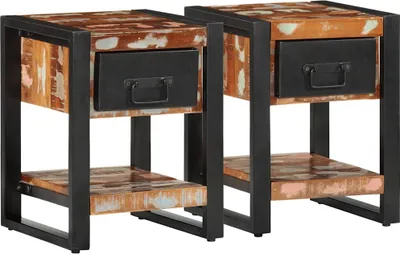 Image de Tables de chevet 2 pcs multicolore bois massif de manguier brut