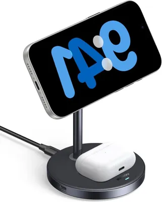Image de Station de charge sans fil - Double chargeur - Charge simultanée - Qi2 - 15 watts - Noir