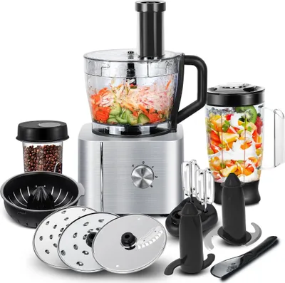 Produktbild von Küchenmaschine, 11-in-1-Funktionalität, einstellbare Geschwindigkeiten, Silber, EU