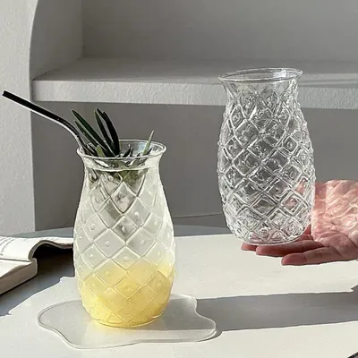 Productafbeelding van Set van 2 latte macchiato glazen, 520 ml, ananasvormig, borosilicaatglas, dubbelwandig