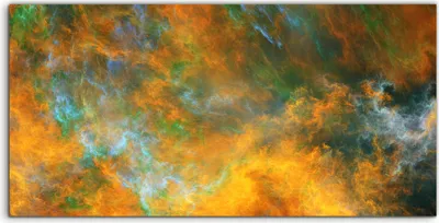 Produktbild von Coloray Spritzschutz aus Glas 140x70  Wandkunst Küchenrückwand Abstrakte surreale grüne gelbe Wolken