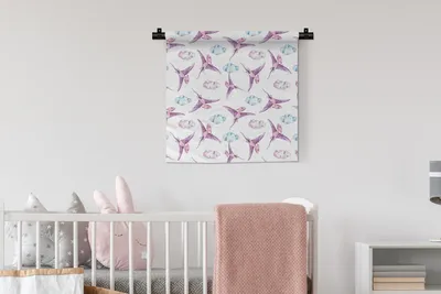 Produktbild von MuchoWow® Wandteppich Wandbehang Dinosaurier - Kinderzimmer - Lila - Mädchen - Kinder - Rosa - Kinder 60x60 cm Tapisserie Dekoration Wandtuch - Dekorationen - Wand Decke