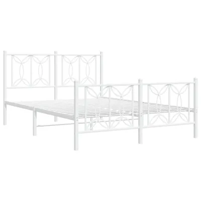 Produktbild von Bettgestell mit Kopf- und Fußteil Metall Weiß 135x190 cm
