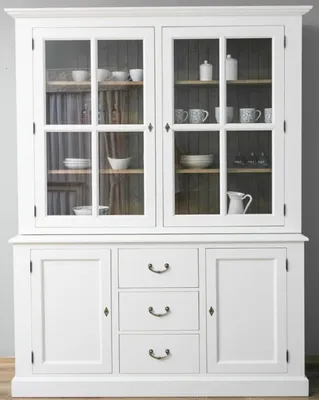 Zdjęcie produktu dla Casa Padrino szafka kuchenna w stylu rustykalnym biała/brązowa 179 x 47 x wys. 225 cm - Szafka kuchenna z litego drewna z 4 drzwiami i 3 szufladami - Meble kuchenne w stylu rustykalnym