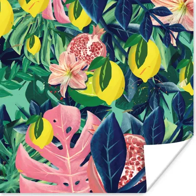 Produktbild von MuchoWow® Poster Blumen - Früchte - Farben 100x100 cm - Babyzimmer