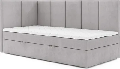Produktbild von Jugendbett, Eckbett ERIS MAX, Boxspringbett, Federkern +Topper T25 (90x200 cm, Grau- Swing 16, Öffnungsseite LINKS)