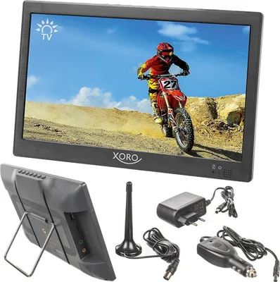Produktbild von Xoro PTL 1055 Tragbarer LED TV 25,6 cm/10,1“ DVB-T2 Fernseher mit simpliTV für Österreich (Akku und Netzbetrieb, H265 HEVC, USB Mediaplayer, HDMI, Kopfhörerbuchse, Fernbedienung)