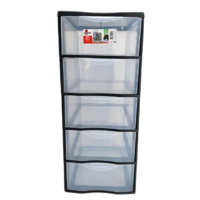 Produktbild von SUNDIS Orgamix, schubladenbox aus Kunststoff, 5 transparente Schubladen im A4-Papierformat, Höhe 61 cm, ideal zur Aufbewahrung von Büchern, Kursen, Dokumenten, Zubehör, Accessoires