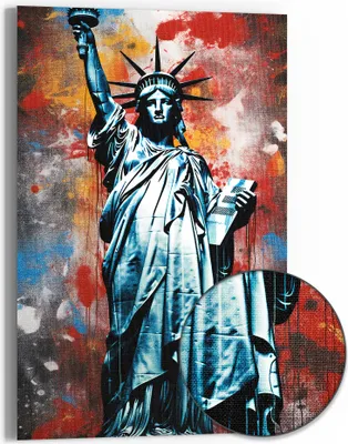 Produktbild von DEQOART Hybrid Leinwand Bild 60x90 cm 'Freiheit im Farbenspiel' Wandbild Glas flach modern