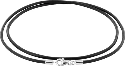 Produktbild von Auroris Echtleder Kette schwarz Dicke 2mm mit Karabinerverschluss aus 925 Sterling-Silber, Länge: 50cm