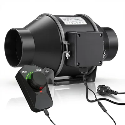 Produktbild von 30W/100mm Rohrventilator mit EC-zmotor 360 m³/h Leiser Abluftventilator Max.3000rpm, Stufenlose Regelung, Luftzirkulation für Bad Küche WC Growzelt