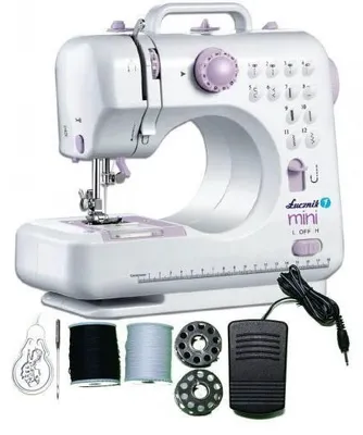 Produktbild von Łucznik Mini, Pink, Weiß, Halbautomatische Nähmaschine, Nähen, 4 Step, Drehregler, Schieber, Elektro