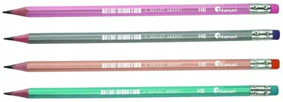 Produktbild von Titanum Bleistifte HB mit Radiergummi, 4er-Set, Dreikant