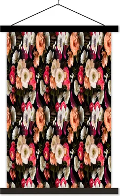 Produktbild von MuchoWow® Textilposter Blumen - Farbe - Muster 40x60 cm mit schwarzem Rahmen - Wanddekorationen