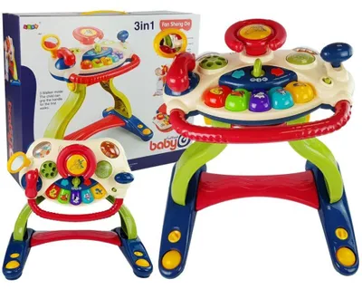 Produktbild von Leantoys Interaktiver 3-in-1-Kinderwagen, Babylenkung, Klangmelodien, Tiere