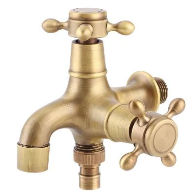 Obrázok produktu pre G1/2in závit Kúpeľňa Medený kohútik na studenú vodu Pračka na mop Bazénový kohútik Retro Gold