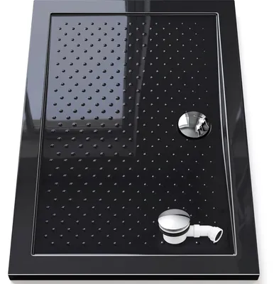 Produktbild von Mai & Mai Antirutsch Duschwanne Duschtasse Lucia in Schwarz inkl. Ablaufgarnitur AL02, Form: Rechteckig, BTH: 80x110x4cm