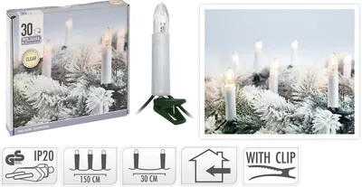 Produktbild von Kerzenlichterkette 30 LED Kerzen Weihnachtsbaum warmweiß 9 Meter IP20