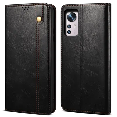 Obrázek produktu pro Pouzdro pro Xiaomi 12 Pro, kožené flip pouzdro peněženka s funkcí stojánku černé