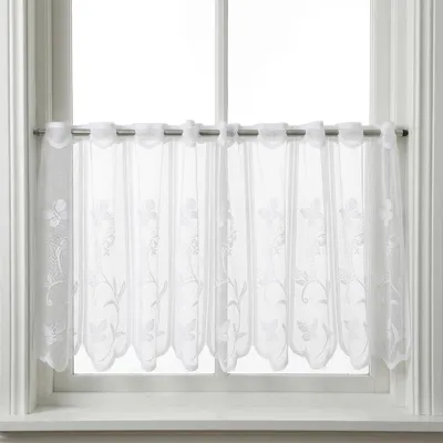 Produktbild von Bistro-Vorhang transparent Schmetterlings-Jacquard-Design 130 x 45 cm
