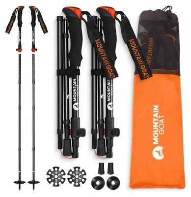 Obrázok produktu pre Skladacie trekingové a nordic walking palice, výška 110-130 cm, farba: oranžová, značka: Mountain Goat