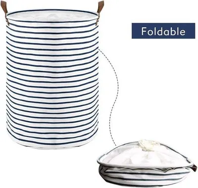 Image de Petite bassine à linge bleue, 45 cm, en coton, pliable
