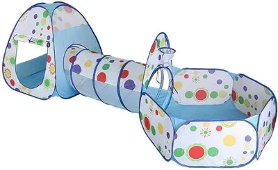 Produktbild von Spielzelt 3-in-1, blau, mit Tunnel und Bällebad, faltbar, für Kinder