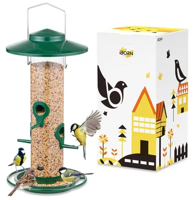 Produktbild von Vogelfutterspender Metall Grün 1.5 Pfund Futterkapazität 17cm Dach 4 Futteröffnungen