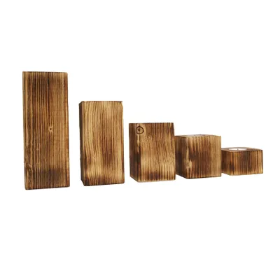 Zdjęcie produktu dla Świecznik na tealight ręcznie wykonany z litego drewna sosnowego zestaw 5 9926