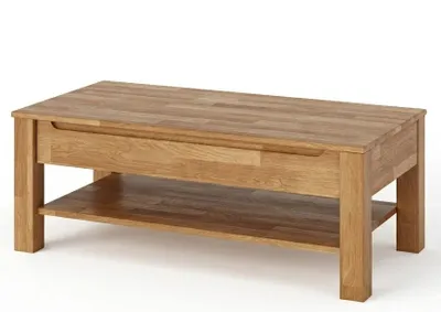 Produktbild von Couchtisch Eiche Massivholz 100x60 cm – Wohnzimmertisch geölt mit Schublade