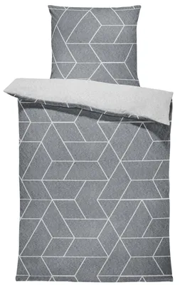 Produktbild von 4 teilig Winter Bettwäsche 135x200 cm geometrisch anthrazit Flausch Thermofleece