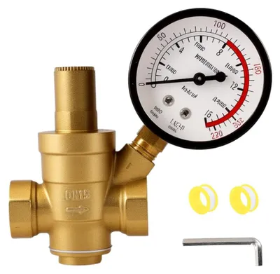 Wasserdruckregler 1/2 Zoll DN15 mit Manometer, Messing