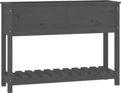 Obrázok produktu pre vidaXL Kvetináč s policou sivý 111,5x34,5x81 cm masívne borovicové drevo