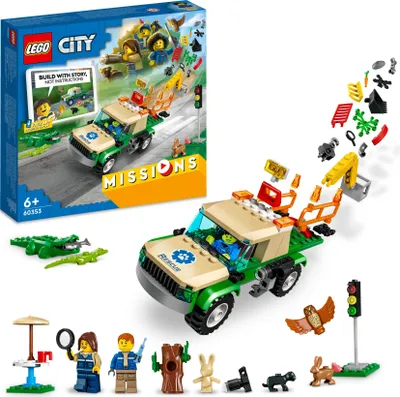 Produktbild von LEGO 60353 City Tierrettungsmissionen, interaktives digitales Abenteurspielset mit Pickup, 3 Minifiguren und Tierfiguren, Spielzeug ab 6 Jahre