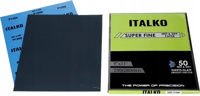 Produktbild von ITALKO Schleifpapier P1200 50x Nass Sandpaper Körnung 1200 für Auto Lack Metall nassschleifpapier
