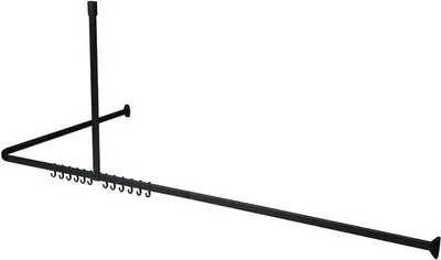 Produktbild von Unyqoos® Duschvorhangstangen-Set schwarz, Aluminium – inkl. Deckenhalter & 12 Haken, Ecke 90×90, L 170×90, U 90×90×90, Nische 80–240 cm