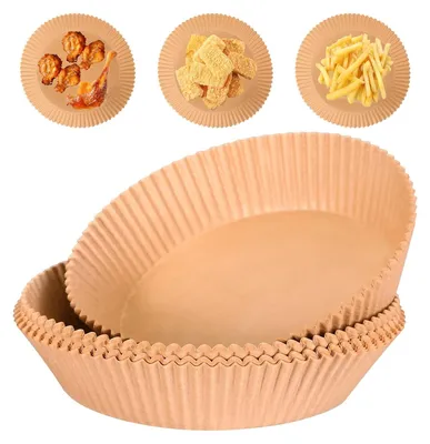 Produktbild von Webake Backpapier für Heißluftfritteuse XXL 24cm 9.5in Backpapier Airfryer Rund Air Fryer Baking Paper Einweg Pergamentpapier 50 Stück für Ofen, Mikrowell und 4.2-8L HeißLuftfritteuse