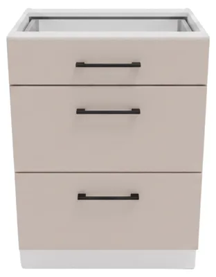 Productafbeelding van Keukenonderkast met 3 lades - 60 cm - Beige, mat - zonder werkblad - voorzien van soft-close systeem