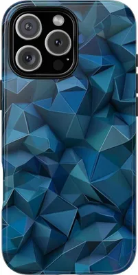Produktbild von Tiefblaues geometrisches Polygonmuster – Hülle Kompatibel mit iPhone 16 Pro Max