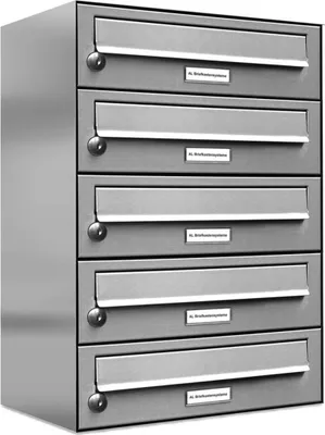 Produktbild von 5er V2A Edelstahl Wandbriefkasten Anlage 5 Fach Briefkasten Postkasten