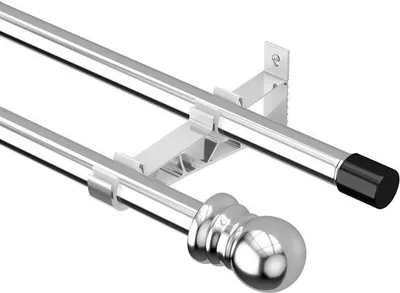 Produktbild von Zweifarbige silberne Garderobenstange - ausfahrbar - 76-368 cm - Metall