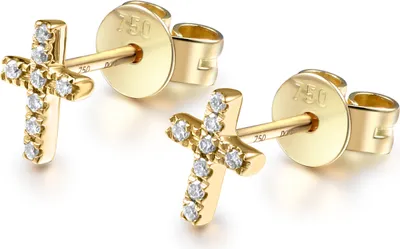 Produktbild von 585er Gelbgold Ohrstecker Kreuz mit Diamanten zus. 0,06ct.