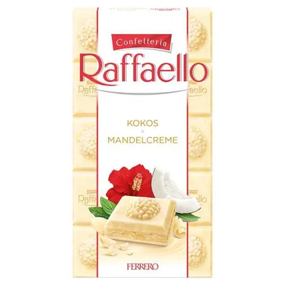 Produktbild von Raffaello Schokoladentafel mit Kokosnuss und Mandelcreme 90g