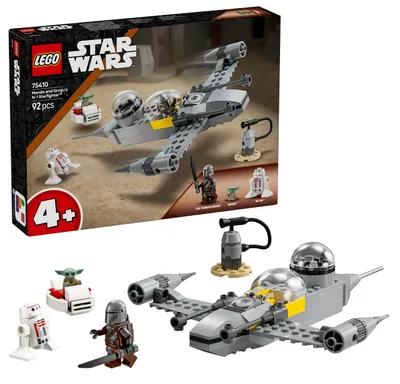 Produktbild von LEGO Star Wars 75410 Mandos und Grogus N-1 Starfighter Spielzeug mit The Mandalorian, Grogu & R5-D4 Minifiguren, inkl. baubare Zapfsäule, Sternenschiff Starterset für Jungen und Mädchen ab 4 Jahren