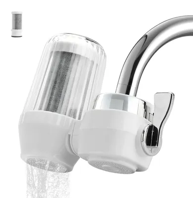Zdjęcie produktu dla Filtr do kranu do wody pitnej, redukuje chlor i nieprzyjemne zapachy, dwustopniowy system filtracji, do kuchni i łazienki