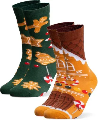 Produktbild von Unyqoos® Weihnachtssocken – 2er-Set für Damen & Herren, Baumwoll-Polyamid mit Elasthan, festlich & komfortabel