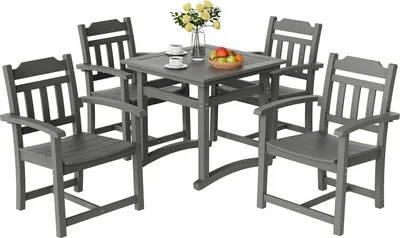 Image de VEVOR Ensemble de mobilier de jardin 5 pièces Mobilier de balcon 150 kg Ensemble de salon Résistant aux intempéries et au soleil Ensemble de salle à manger Ensemble de mobilier de terrasse et de jardin Moderne Mobilier de balcon Gris clair