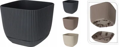 Zdjęcie produktu dla Kwadratowa plastikowa doniczka z podstawą 17 x 19,5 cm